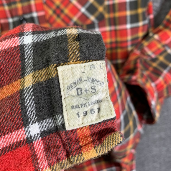 Denim & Supply Ralph Lauren Shirt Men Medium Red Plaid Utility Flannel - Picture 4 of 9